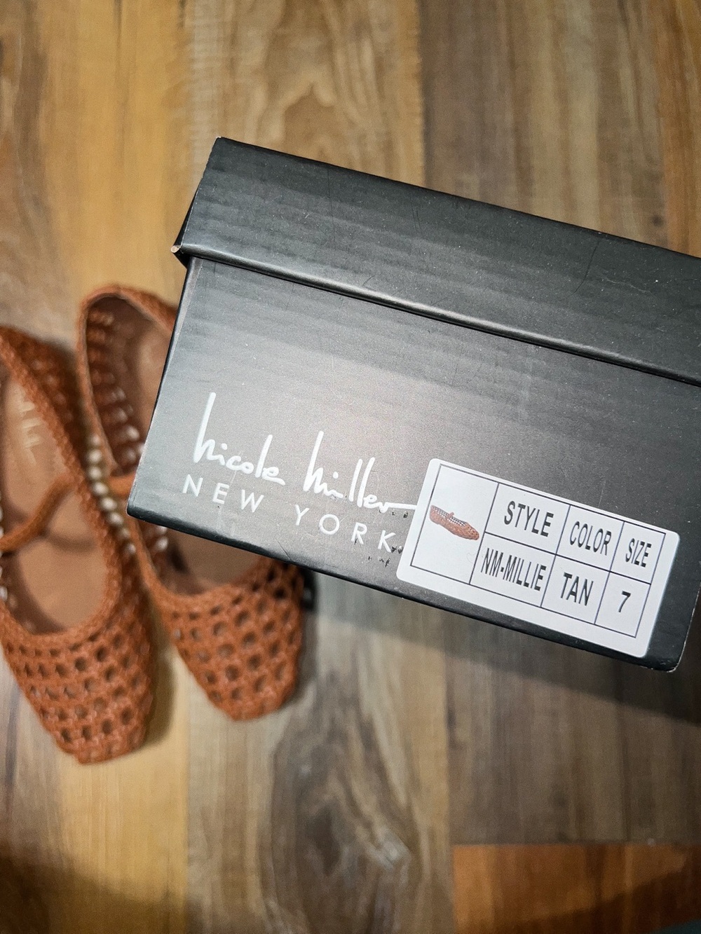 Nicole Miller Millie Round Closed Toe Mary Jane Ballet Flats - Tan, Size 7 - Picture 3 of 10
